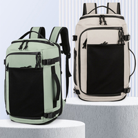 Sac à dos de voyage en polyester gris noir avec fermeture éclair, grande capacité, compartiment à chaussures imperméable, pour ordinateur portable 17 pouces, pour hommes et femmes, décontracté