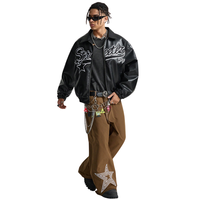 Blouson universitaire en cuir patchwork camouflage, conception personnalisée OEM, col montant, logo personnalisé, broderie chenille, écologique, faible coût
