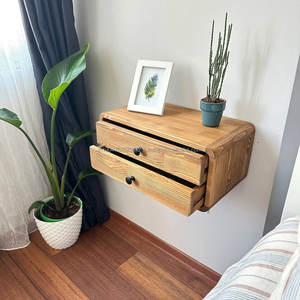 Handmade Eco-Friendly Floating Wall-Mounted Nightstand <b>Storage</b> Wooden <b>Bedroom</b> <b>Furniture</b> Modern Design Customizable Drawer - Product Image 1