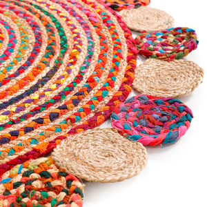 พรมทรงกลม Chindi พรมดีไซน์แบบโบโฮสำหรับห้องนอนแขกห้องนั่งเล่นเสื่อประตูห้องเด็กผู้หญิง - Product Image 2