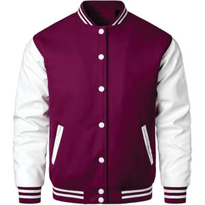 Veste universitaire unisexe de baseball de haute qualité avec logo brodé sur le tissu de toile avant - Product Image 1