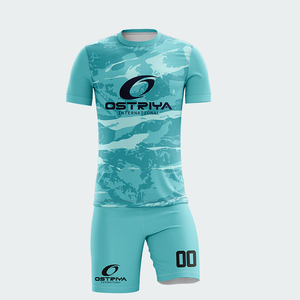 Servicio OEM, Conjunto de Camiseta y Pantalones Cortos de Fútbol Transpirables y Cómodos, 100% Poliéster, Impresión de Nombre del Jugador, Nombre del Equipo Personalizado, Antibacteriano - Product Image 4