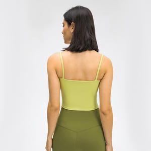 Camiseta de entrenamiento de algodón personalizada para mujer, Top corto de gimnasio para correr, camisetas sin mangas deportivas para Yoga - Product Image 2