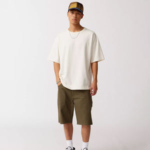 Camiseta básica informal de gran tamaño de 100% algodón para hombre, camiseta de manga corta con hombros caídos, camisetas con logotipo personalizado liso de calidad superior - Product Image 1