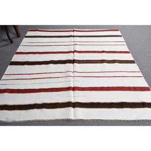 Alfombra Vintage de 5.3x5.7 pies, Alfombra Turca, Alfombra con Bordes Rojos y Blancos - Product Image 5