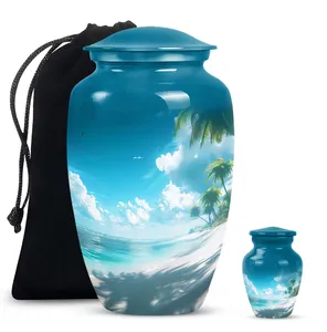 Urne commémorative sur le thème de la plage, chef-d'œuvre, urne de plage océanique pour les cendres - Product Image 2