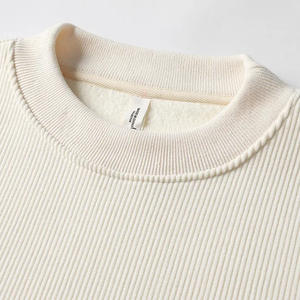 Vendedores 100% algodón Sudadera con capucha negra Peso pesado Kitted Dos tonos Cortar y coser Felpa Sudadera de cuello redondo - Product Image 4