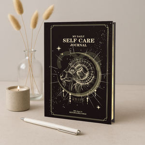 LABON Zodiac Self Care Journal A5 Cuir Noir PU Doré Design Hardcover Daily Wellness Planner avec Astrology Design - Product Image 1