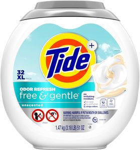 Cápsulas de Detergente para Ropa Tide PODS Free and Gentle Odor Refresh, 32 Unidades, Hipoalergénicas - Product Image 2