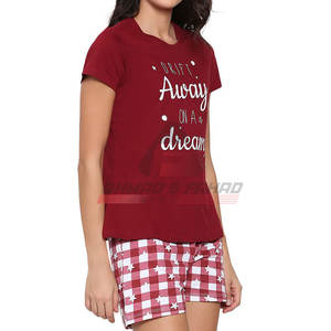 Conjunto de Verano Personalizado para Mujer, Casual, de 2 Piezas, Corto, Sólido, 100% Algodón, Manga Corta, Cuello Redondo - Product Image 3