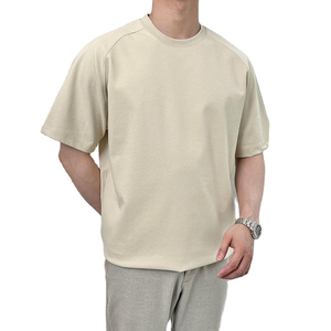 T-shirt d'épissage lourd personnalisé de haute qualité chemise courte col rond manches raglan hommes t-shirts - Product Image 6