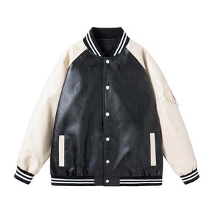 Chaqueta de bombardero de cuero de lona de alta calidad para hombre, abrigo de béisbol universitario transpirable de gran tamaño de otoño con diseño OEM - Product Image 4