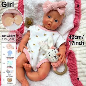 Muñeca Bebé <span class=keywords><strong>Reborn</strong></span> de Silicona Realista de 17 Pulgadas, Cuerpo Completo, Recién Nacido, Anatómicamente Correcta, Regalo para Niñas, Muñeca Bebé <span class=keywords><strong>Reborn</strong></span> - Product Image 2