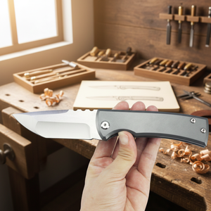 Navaja de Bolsillo Personalizable Chavez 229 Redeemer OEM con Mango de Madera, Acero Inoxidable de Alta Dureza, Punta de Caída, Borde Recto, Industrial - Product Image 3