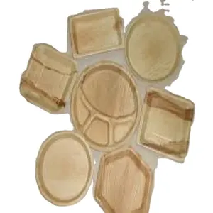 Assiettes de feuilles de palmier biodégradables jetables et compostables, vaisselle et service de table pour fête de mariage