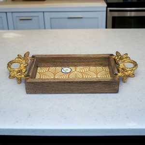 Bandeja de servicio de madera rústica artesanal para el desayuno en la cama, mesas de centro y invitados entretenidos disponibles al mejor precio - Product Image 3