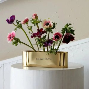 Florero de Metal decorativo de mesa en forma de barco chapado en oro para el hogar sala de estar decoración de escritorio jarrones florales - Product Image 1