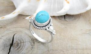 Aqua Chalcedony Oval Cut Bezel Setting 925 Sterling <b>Silver</b> Gemstone <b>Ring</b> Handmade Classic <b>Boho</b> Wedding Jewelry Women Parties - Product Image 4
