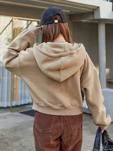 Women's Cotton Hoodie New Style Loose Fit Zipper <b>Up</b> Sweatshirt Winter Fashionable Casual Fleece Hoodie - Product Image 2