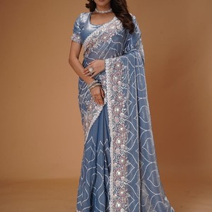 Édition spéciale Nouvelle belle collection de saris Georgette brodés - Product Image 4
