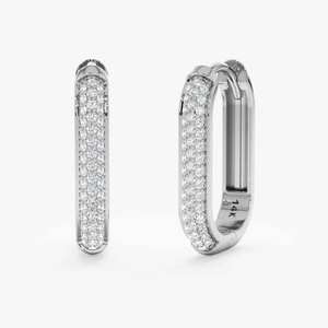 Pendientes de Aro Huggie de Oro Sólido de 14k con Diamantes Naturales de Alta Calidad, Diseño Moderno 2026, Joyería Fina Multicolor Certificada - Product Image 4