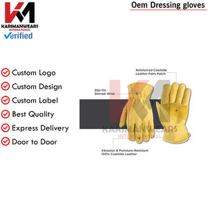 Gants de travail en cuir de vachette renforcé pour hommes, avec patchs de paume durables, couleur beige large, 1129L, protection à usage intensif - Product Image 6