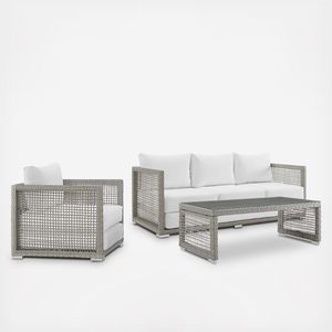 Juego de Sofás de Jardín Contemporáneo con Ratán de PE Resistente a los Rayos UV Diseño Ecológico y Cojines Impermeables - Product Image 1