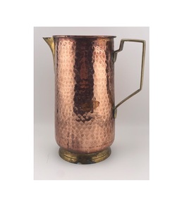 Jarra de cobre martillado antigua con acabado rústico auténtico, el mejor artículo coleccionable para la decoración cultural tradicional del comedor de la cocina - Product Image 6