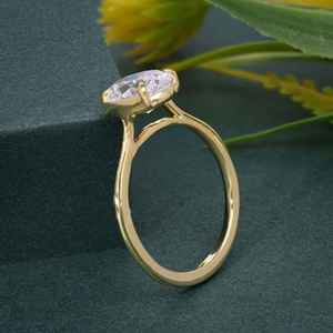 Nueva llegada 1Ct IGI certificado corte ovalado laboratorio cultivado diamante chapado en oro plata esterlina 925 solitario anillo de compromiso mayorista - Product Image 5