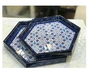 Plateau de service en incrustation d'os élégant fait à la main, conception durable de finition lisse pour les cadeaux de cuisine d'hôtel, plateaux de service - Product Image 6