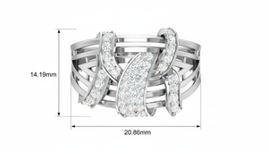 Anillo de Diseño Aurora de Oro de 14K y Diamantes Naturales para Mujer con 44 Diamantes, Chapado en Rodio, Joyería de Lujo - Product Image 2