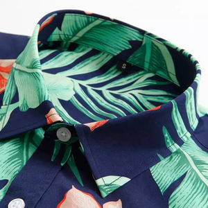 Camisa Aloha con estampado Vintage para hombre, informal, de manga corta, para vacaciones en la playa, cuello levantado, estilo veraniego antiarrugas - Product Image 3