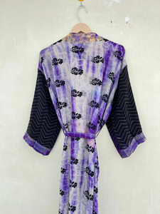 Robe Kimono Tie Dye recyclée Robe Tie Dye en soie pour femmes vêtements d'été Kimono - Product Image 5