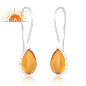 Último diseño de plata esterlina fina ámbar natural cultivado piedras preciosas pendientes colgantes fabricante de joyería personalizada - Product Image 2