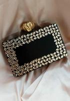 Pochette Cosmétique Vintage Bohème Style Anglais en Argent pour Femme, avec Pierres en Résine et Perles, Design Moderne, Usage Quotidien, Vente en Gros