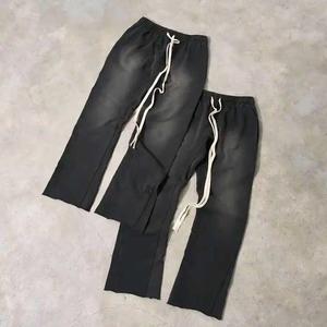 Zavi Sports Manufactured Custom Streetwear Acid Wash Flared Pants Zip UpTracksuits for <b>Men</b> Vintage Sweatsuits Heavy Cotton Set - Product Image 3