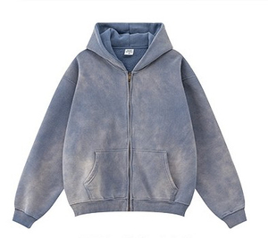 Sweats à capuche décontractés OEM ODM pour hommes dernier style personnalisé 100% coton Sweats à capuche zippés pour hommes délavés au soleil Meilleur prix Fabriqué au Pakistan - Product Image 3