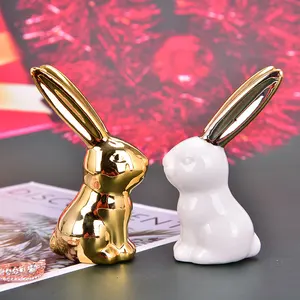 创意欧式可爱陶瓷兔子工艺品，家庭办公餐厅酒吧复活节装饰品，生日礼物
