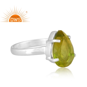 Última tendencia fina plata esterlina doblete peridoto cuarzo piedra preciosa forma de pera anillo apilable fabricante de joyería personalizada - Product Image 2