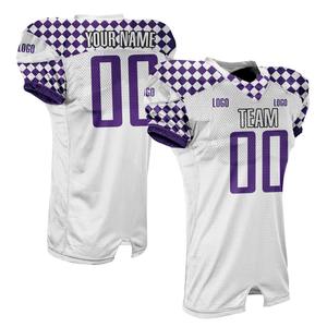 Camiseta de fútbol transpirable para adultos y jóvenes deportivos para hombres americanos con camisetas de fútbol atléticas de malla con cuello en V a cuadros - Product Image 1