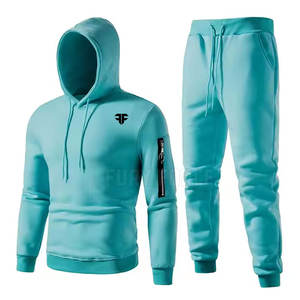 ชุดวอร์มแบบสวมหัวของผู้ชายเสื้อคอปกมีฮู้ดลายพื้น - Product Image 1