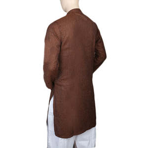 Mashriq Basic <b>Kurta</b> For <b>Men</b> - Dark Brown - Product Image 4