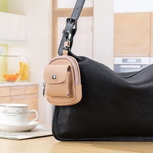 Ando Bag <b>Leather</b> Coin <b>Purse</b> Keychain Mini Zipper Pouch with Clip Front Snap Pocket Earbud Storage Bag - Product Image 3