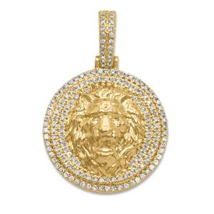 Lujoso colgante de diamante de moissanita de Plata de Ley 925 totalmente helado cabeza de león VVS claridad diamante Hip Hop colgante para hombres - Product Image 1