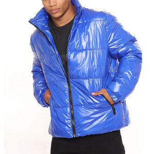 2025 <b>Mens</b> Outdoor Puffer Jacket Custom High Street Style Warm Waterproof Quilted Design Stand Collar <b>Blue</b> Winter Streetwear - Product Image 6