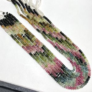4-4.5MM Perles en forme de tourmaline naturelle en vrac Multi-Rondelle pour la fabrication de bijoux Perles en pierre lisse - Product Image 3