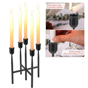 Soportes de velas decorativas multicabezales negros modernos 2025 para decoración del hogar y mesa de comedor acabado metálico caliente - Product Image 2