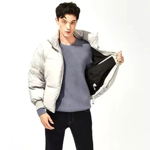 Vente en gros 2024 Veste à bulles de couleur unie pour hommes personnalisée hiver longue toile à capuche col montant décoration de poche chaude - Product Image 4