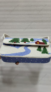 scenic beaded shoulder <b>bag</b> Indian fully handcrafted for women handmade luxury evening party fashion handbag artwork design - Product Image 5