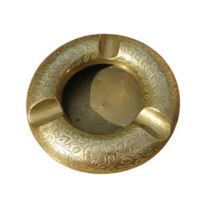 Cenicero Vintage de Latón Macizo Hecho a Mano, Cenicero Redondo de Metal con Grabado Floral Ornamentado, Decoración Antigua para el Hogar, Plato para Objetos Pequeños de Mesa - Product Image 2